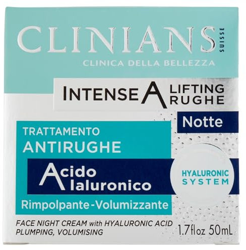 CLINIANS | Intense A Lifting Rughe Trattamento Notte Antirughe, Dermatologicamente Testato, Made in Italy, 50 ml