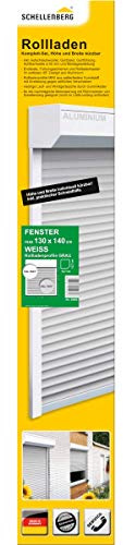 Schellenberg 20082 Vorbaurolladen Komplett-Set für Fenster zum selbst montieren - 130 x 140 cm, Rolladen mit 45° Vorbaukasten, Aussenrolladen inkl. Führungsschienen, Rolladenpanzer Kunststoff etc.