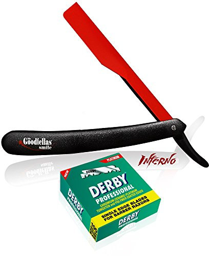 Rasoio a mano libera Inferno con 100 lamette da barba derby professional