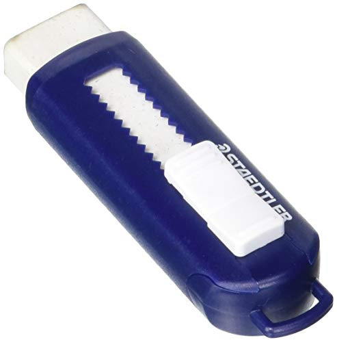 STAEDTLER 525 PS1 suddgummi med skjutskydd PVC, ftalat och latexfri, låda, 1 st, vit/blå