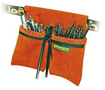 Leborgne, Bipoche en coute de Cuir + Porte Tenaille + Bande Réfléchissante Batipro, Ensemble de 3 Outils pour maçons et coffreurs, Couleur Noire, idéal pour Un Travail en Toute sécurité et Confort