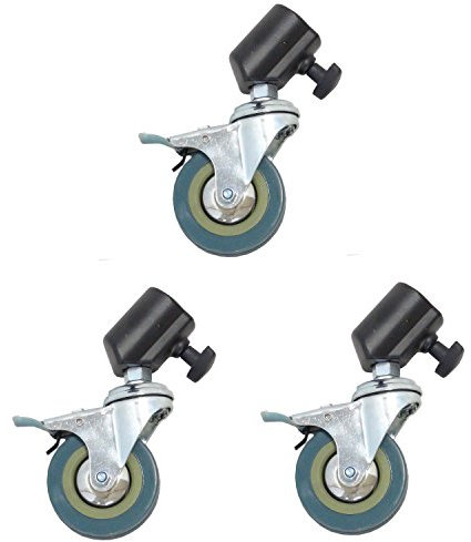 DynaSun Kit 3X Ruote SA75A con Freno per Cavalletto Stativo Treppiede per Studio Fotografico Video