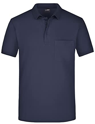 James & Nicholson Herren Piqué Polo mit Brusttasche - Hochwertiges Poloshirt für Beruf & Freizeit | Farbe: navy | Grösse: L