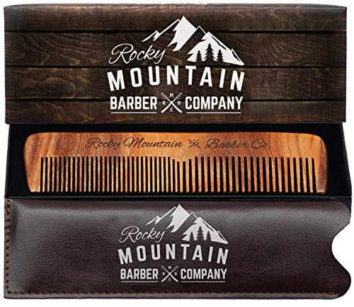 Hair Comb - Wood with Anti-Static & No Snag with Fine and Medium Tooth for Head Hair, Beard, Mustache with Premium Carrying Pouch in Design in Gift Box