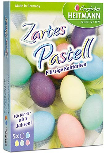 Heitmann Pastello - Colori a Freddo liquidi - Giallo, Rosa, Turchese, Verde, Lilla - Colore per Uova di Pasqua - Cestino Pasquale