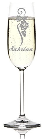 Polar-Effect 1 bicchiere da spumante con incisione con motivo e nome, bella idea regalo per champagne, prosecco e spumante