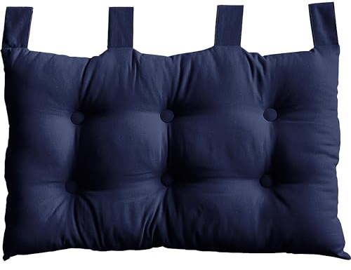 Tête de lit Murale, 70 x 45 cm, Bleu Marine, à Suspendre, Coussin Matelassé, 100% Coton, Collection Panama, Enjoy Home
