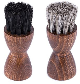 FootFitter Horsehair Pencil Dauber Two Brush Set for Shoe Polish Care