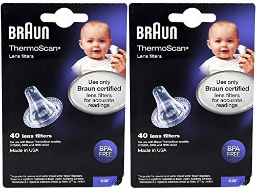 Braun Lf40 Ohr Thermometer Linse Filter, 2er Pack, 80 Filter Total