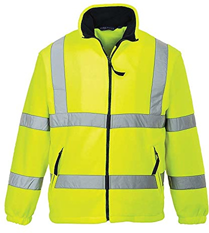Portwest F300 Hi-Vis Reflective Fleece Jacket with Pockets - CE Certified High Viz Outdoor Safety Workwear, Yellow, M
