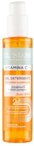 CLINIANS | Gel nettoyant visage à la vitamine C - Masque illuminateur, Dermatologiquement testé, Made in Italy, 150 ml