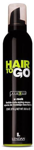 LENDAN - Espuma Pelo Rizado - Hair To Go U Rock - 300 ml - Fijación Flexible con Efecto Memoria - Larga Duración - Efecto Antiencrespamiento Cabello - con Protector de Calor para el Pelo