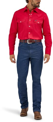Wrangler Herren Western-Arbeitshemd Firm Finish - Rot - Large Hoch