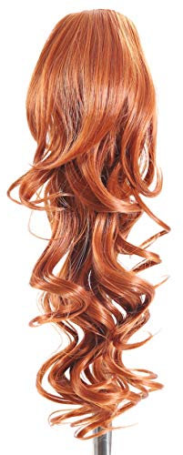 Prettyland - 45cm clip-in extension coda di cavallo treccia capelli ricci ondulati posticcio ispessimento estensione- R01 rosso