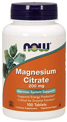 NOW Foods Magnesium Citrate 200 mg Tabs, 100 Count (Pack of 1)