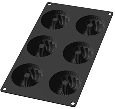 Lékué - Stampo per 6 mini savarin, colore: Nero