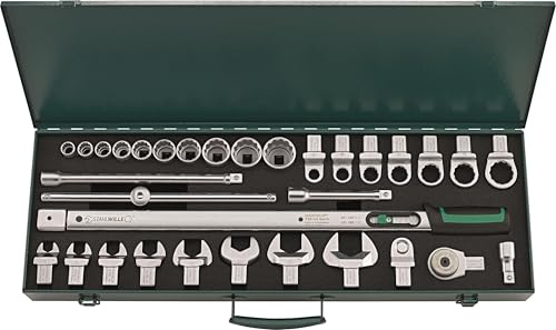 STAHLWILLE 730R/40/32 Quick Drehmomentschlüssel-Satz 32 tlg. | 730/40 Quick 80-400 N·m mit 1/2 Einsteckknarre 735/20 | diverse Einsteckwerkzeug, Steckschlüsseleinsätze, etc. | im Stahlkasten