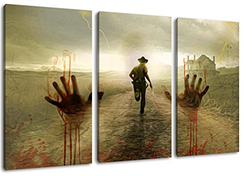 The Walking Dead Motiv, 3-teilig auf Leinwand (Gesamtformat: 120x80 cm), Hochwertiger Kunstdruck als Wandbild. Billiger als EIN Ölbild! Achtung KEIN Poster oder Plakat!