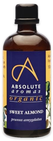 Absolute Aromas Organic Almond Sweet Oil 100ml - Pure, Natural, Cold-Pressed, Unrefined, Vegan and Cruelty-Free - Massage Base Oil and Moisturiser for Hair, Skin, Face and Nails