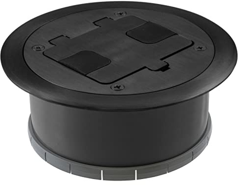 Bryant Electric RF406BK Pre-assembled Flange, Cover, and Leveling Ring for Floor Boxes Poured in Concrete with 15A 125V Outlet Included, Black