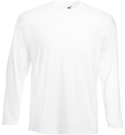 Fruit of the Loom Camiseta de Manga Larga Lisa Blanca XXL, Blanco., XXL
