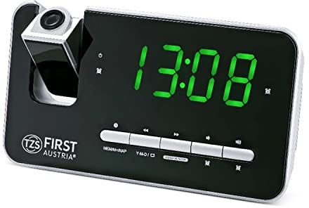 Radio-réveil avec projecteur | écran LED de 1,2 réglable (3 niveaux) ou éteint | mémoire pour 10 stations | Snooze | endormissement | deux alarmes intégrées et radio | projecteur numérique