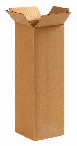 Aviditi 4412 Tall Corrugated Cardboard Box 4 L x 4 W x 12 H, Kraft, for Shipping, Packing and Moving (Pack of 25)