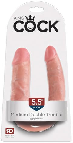 King Cock Flesh Medium Double Trouble Dildo, Flesh