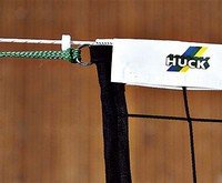 HUCK Volleyball-Turniernetz DVV II, 9,50 m lang aus Hochfestem Polypropylen, mit Kevlarseil, Fiberglas-Polyester Randstäben, 4-Punkt-Aufhängung, für Volleyball
