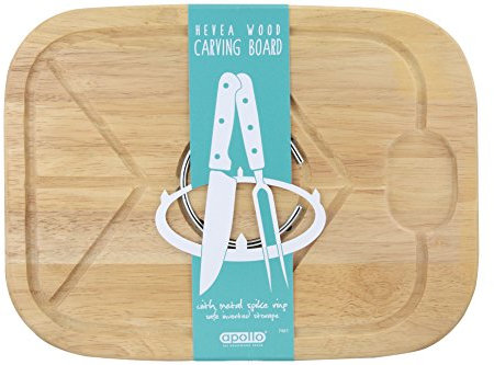 apollo THE HOUSEWARES BRAND Carving Board Hevea Wood/Rubberwood, Cutting, Chopping Board with Groove 40x30cm