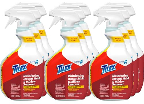 CloroxPro Tilex Disinfecting Instant Mold and Mildew Remover Spray, 32 Fluid Ounces, Pack of 9 (Package May Vary)