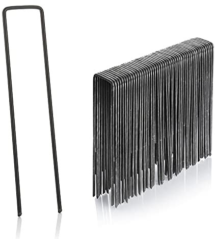 GardenMate 500x Picchetti di Ancoraggio Lunghi 150mm e Larghi 25mm in Filo d'Acciaio dello Spessore di 2,9mm