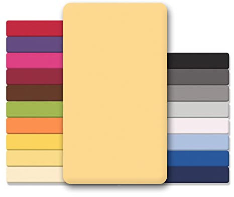 CelinaTex Jersey Topper Spannbettlaken Lucina Doppelpack 90x200-100x200cm Creme gelb 100% Baumwolle gekämmt bis 12cm Matratzenhöhe Spannbettbezug, Leintuch, Bettlaken, elastisch, Strech, Oeko-Tex