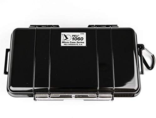 PELI 1060 Micro Case, Small Protective Case, IP67 Watertight, 3L Capacity, Made in US, Black/Black Liner