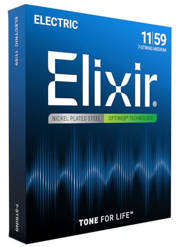 Elixir® Saiten 7-Saiter E-Gitarrensaiten mit OPTIWEB® Beschichtung, Medium (.011-.059)