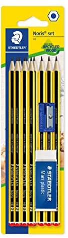 Staedtler 120S1BK10D Noris Bleistift HB Set mit Radierer und Spitzer auf Blisterkarte, 10 Stück