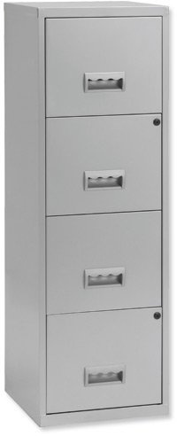 Pierre Henry A4 Steel 4 Drawer Filing Cabinet - Silver