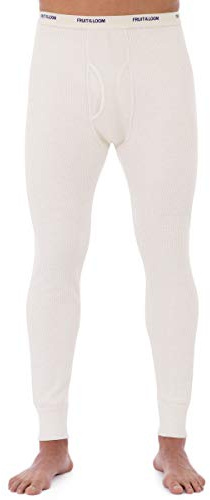 Fruit of the Loom Men's Classic Midweight Waffle Thermal Underwear Bottoms (1-Pack), Natural, Large