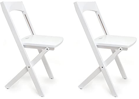 Arredamenti Italia Sedia Pieghevole 660 DIANA, legno faggio, finitura bianca, confezione da 2 pezzi, Group Srl
