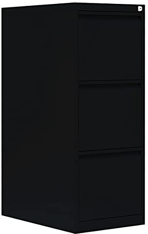 Lüllmann Büro Hängeregistratur Schrank komplett montiert Bürocontainer 3 Schubladen schwarz 560319 für DIN A4 Hängemappen.