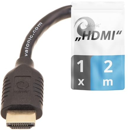 valonic HDMI Kabel kurz, 1m - 4k, ARC, UHD, Full HD, Ethernet - schwarz, 100cm, TV Kabel, Monitorkabel, hdmi cable für PC, PS5 oder Switch