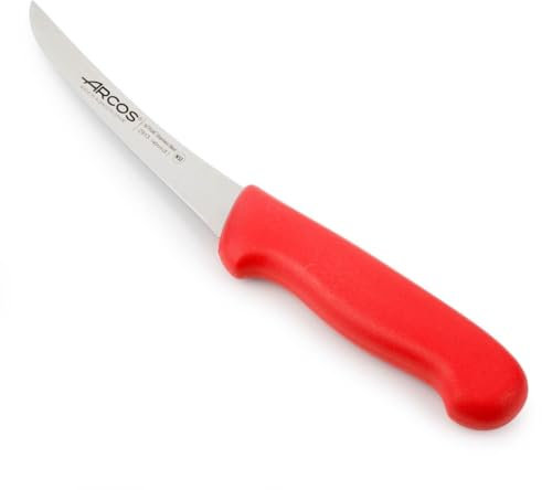 Arcos Coltello Disossatore Professionale in Acciaio Inossidabile Nitrum con Lama da 140 mm – Manico Ergonomico in Polipropilene, Ideale per Tagliare Ossa e Carne – Rosso, Serie 2900