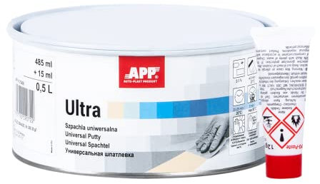 AUTO-PLAST PRODUKT APP Ultra - Mastic Carrosserie Voiture avec Durcisseur | Mastic Polyester Universel Bi-Composant : idéal pour Le métal, l'acier, l'aluminium, Le Polyester et Plus | Beige | 0,5 L