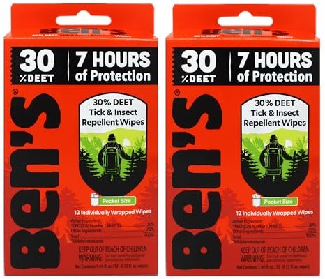 Ben's 30 Deet Mosquito Tick Insect & Bug Repellent Field Wipes - 24 Pack