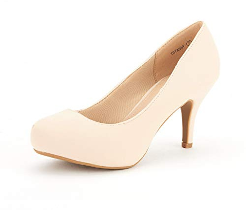 DREAM PAIRS Chaussures à Talons Hauts et Fins avec Plateforme Escarpins Classiques à Bout Rond TIFFANNY,Size 38,Nue/Nubuck,TIFFANNY