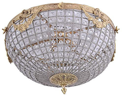Deckenlüster Kristalle Deckenlampe (ohne Leuchtmittel) Deckenleuchte Barock Gold Lampe XL cat126g Palazzo Exclusiv