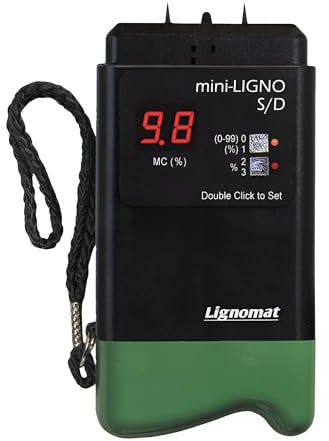 Lignomat Mini-Ligno S/D - Pin Moisture Meter - Mold Detector & Tester for Construction, Maintenance, Flooring, Water Damage - Humidity Detection & Moisture Meter for Wood, Wall, Drywall & Firewood