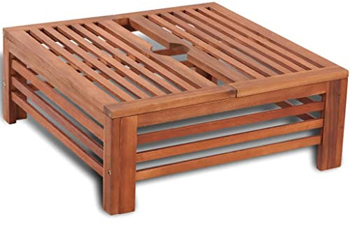 vidaXL Table d'Appoint pour Pied de Parasol Base Support Jardin Extérieur Bois