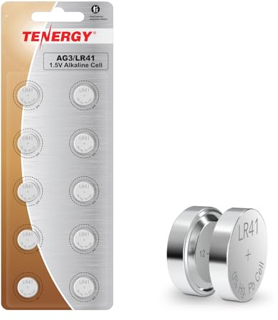 Tenergy 1.5 Volt Battery Button Cell LR41, ag3 Batteries Equivalent, Ideal for thermometers, Watches, Laser Pointers, Small Toys, Portable Electronics, 10 Count