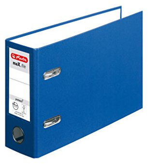 Herlitz Ordner Kunststoff A5 quer 75mm schwarz (1 Stück | A5 quer, blau)